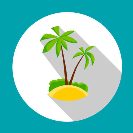 Island With Palm Tree Summer Vacation Holiday Tropical Ocean Icon Flat Vector Illustrationのイラスト素材