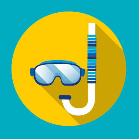 Swimming Mask Goggles Glasses Icon Summer Marine Sea Ocean Tropical Vacation Holiday Flat Vector Illustrationのイラスト素材