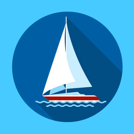 Sail Yacht Boat Flat Icon Vector Illustrationのイラスト素材