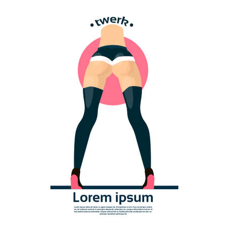 Twerk Booty Dancer Modern Girl Performer Dance Rear Back View Flat Vector Illustrationのイラスト素材