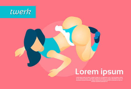 Twerk Booty Dancer Modern Girl Performer Dance Rear Back View Flat Vector Illustrationのイラスト素材