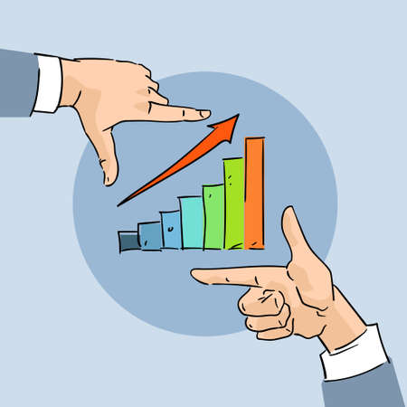 Financial Chart Bar Arrow Up Business Hand Sketch Graph Vector Illustrationのイラスト素材