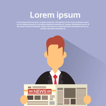 Business Man Hold News Paper Read Newspaper Vector Illustrationのイラスト素材