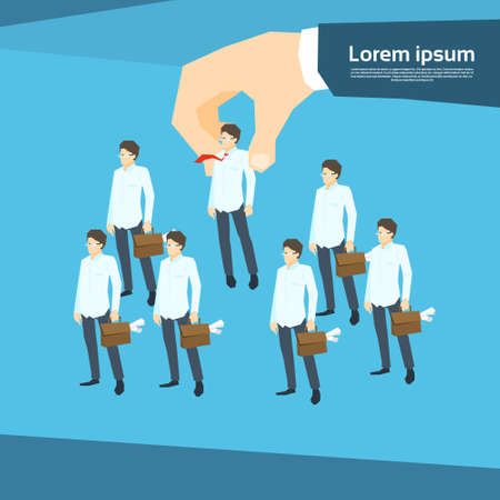 Recruitment Hand Picking Business Person Candidate People Group Flat Vector Illustrationのイラスト素材