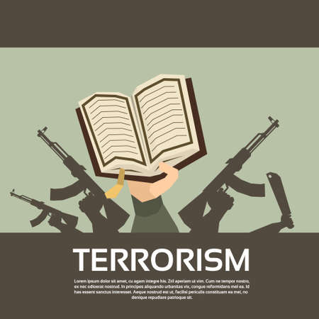 Terrorist Group Hands Holding Guns Terrorism Vector Illustrationのイラスト素材