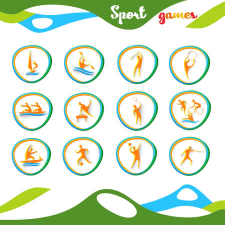 Sport Icon Set Athlete Competition Collection Vector Illustrationのイラスト素材