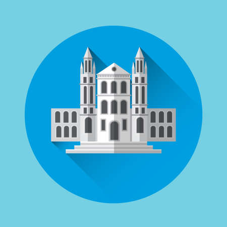 University Building Residence Icon Flat Vector Illustrationのイラスト素材