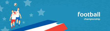 Football Player Opponent Team Hit Ball Sport Championship Banner Flat Vector Illustrationのイラスト素材