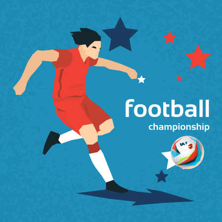 Football Player Kick Ball Sport Championship Flat Vector Illustrationのイラスト素材