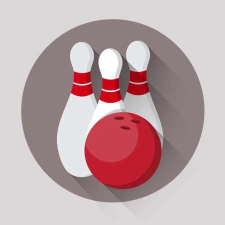 Bowling Game Ball Skittles Sport Icon Flat Vector Illustrationのイラスト素材