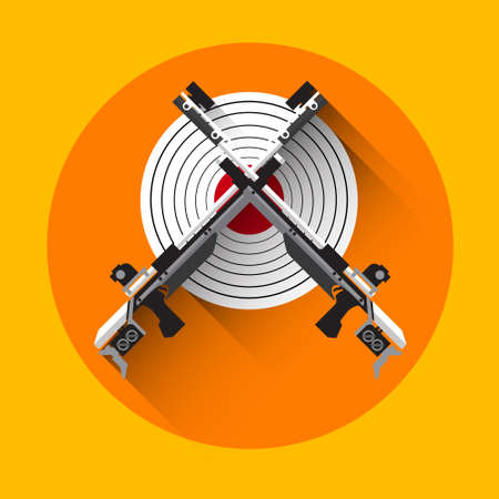 Shooting Gun Target Equipment Sport Icon Flat Vector Illustrationのイラスト素材