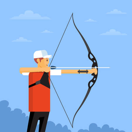Archer Athlete Sport Competition Flat Vector Illustration