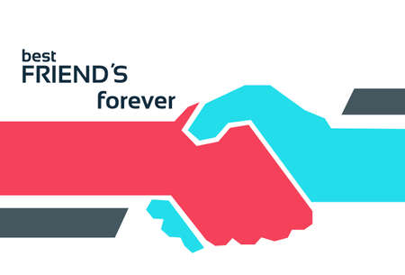 Hands Shaking Friendship Day Flat Vector Illustrationのイラスト素材
