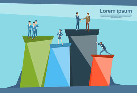 Business People Standing Financial Bar Graph Group Concept Businesspeople Team Vector Illustrationのイラスト素材