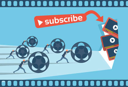 People Video Blog Concept Flat Vector Illustration