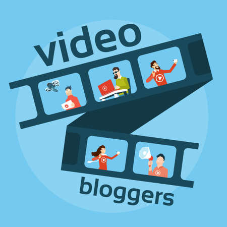 Filmstrip People , Video Blog Concept Vector Illustrationのイラスト素材