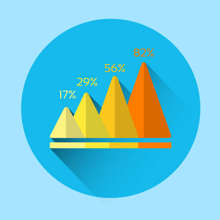Graph Financial Growth Colorful Icon Flat Vector Illustrationのイラスト素材