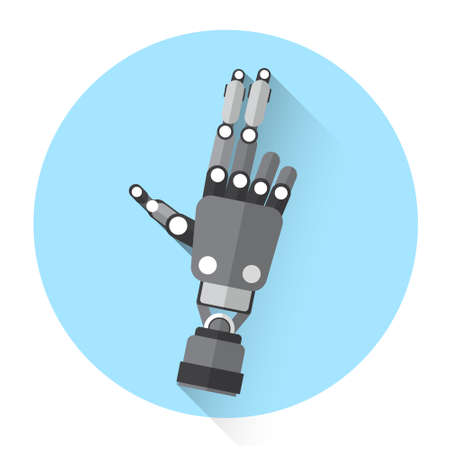 Modern Robot Hand Shooting Finger Gesture Icon Flat Vector Illustration