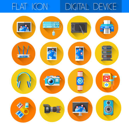 Digital Devices Icon Set Collection Flat Vector Illustrationのイラスト素材
