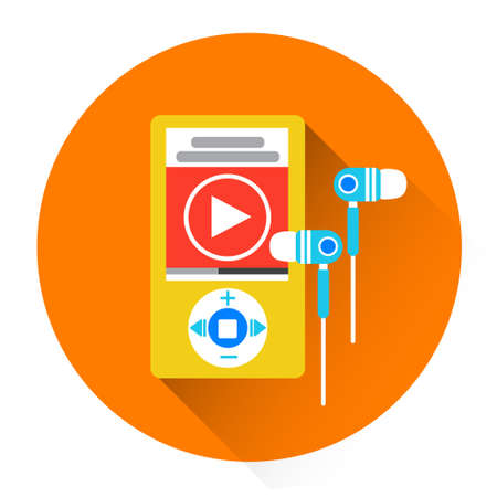 Music MP3 Player With Headphones Icon Flat Vector Illustrationのイラスト素材