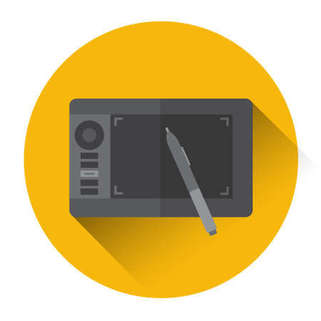 Professional Tablet Drawing Computer Icon Flat Vector Illustrationのイラスト素材