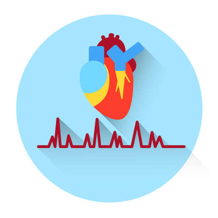 Heart Pulse Medicine Icon Flat Vector Illustrationのイラスト素材