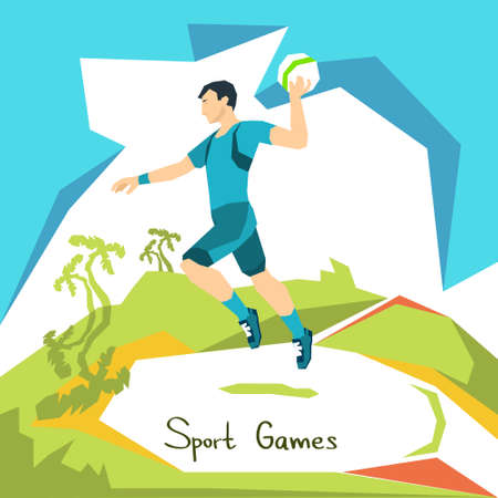 Volleyball Player Game Match Sport Competition Flat Vector Illustrationのイラスト素材