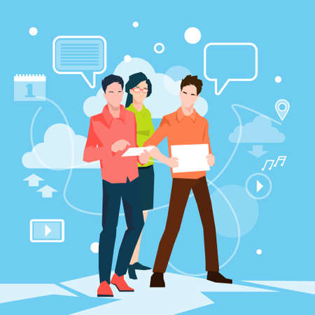 Business People Group Working Teamwork Flat Vector Illustrationのイラスト素材