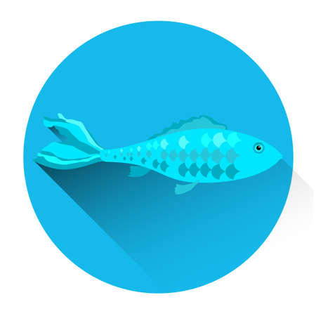 Fish Fresh Food Icon Flat Vector Illustrationのイラスト素材