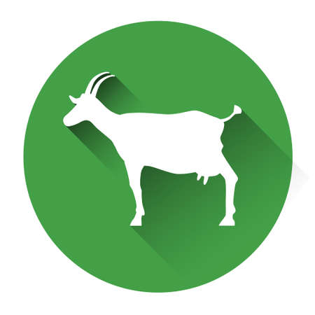 Goat Farm Animal Silhouette Icon Flat Vector Illustrationのイラスト素材