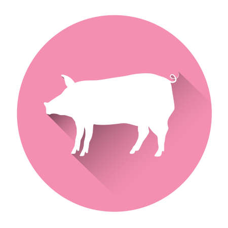 Pig Farm Animal Silhouette Icon Flat Vector Illustrationのイラスト素材