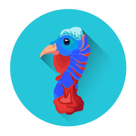 Turkey Head Bird Poultry Icon Flat Vector Illustrationのイラスト素材
