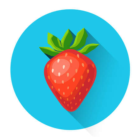 Strawberry Colorful Berry Icon Flat Vector Illustrationのイラスト素材