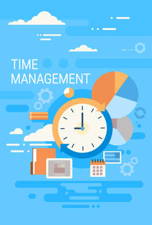 Clock Time Management Concept Abstract Flat Vector Illustrationのイラスト素材