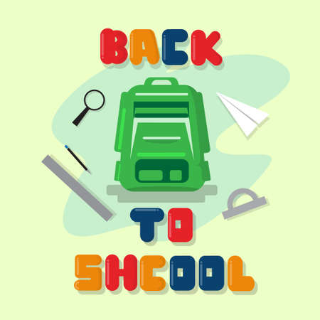 Backpack Back To School Education Banner Flat Vector Illustrationのイラスト素材