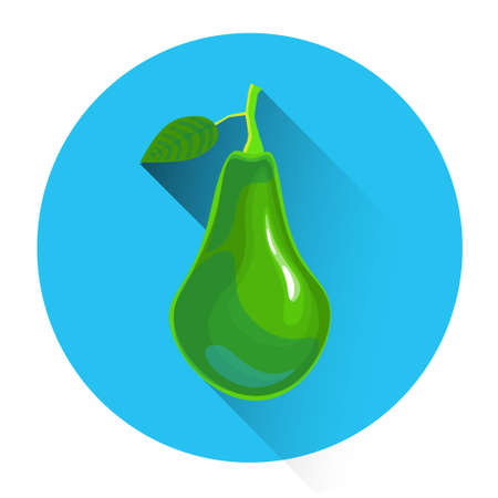 Pear Colorful Fruit Icon Flat Vector Illustrationのイラスト素材