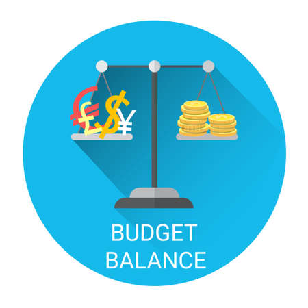 Budget Balance Scale Business Economy Icon Flat Vector Illustrationのイラスト素材