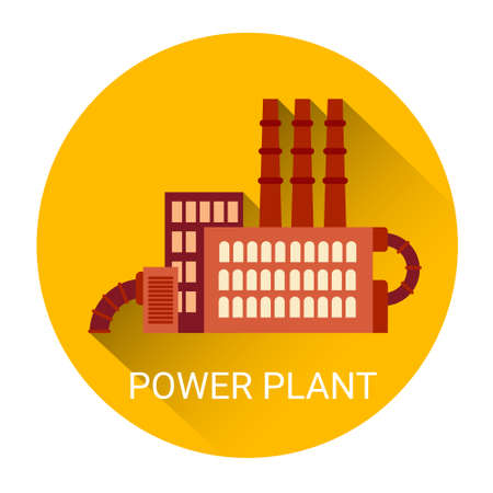 Power Plant Icon Colorful Flat Vector Illustrationのイラスト素材