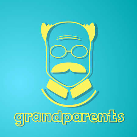 Grandfather Silhouette Happy Grandparents Day Greeting Card Flat Vector Illustrationのイラスト素材