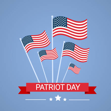 United States Flag National USA Patriot Day Banner Flat Vector Illustrationのイラスト素材