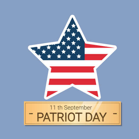 United States Flag Star National USA Patriot Day Banner Flat Vector Illustrationのイラスト素材
