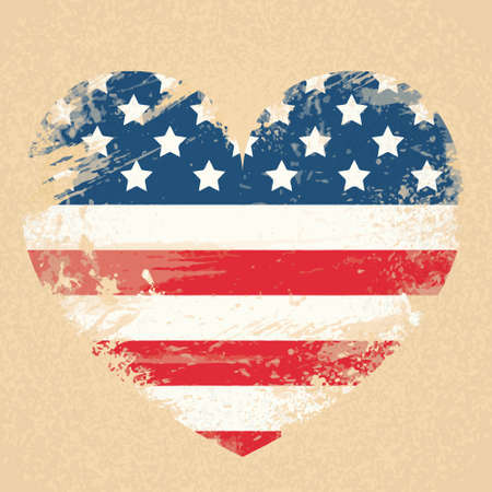 United States Flag Heart National USA Patriot Day Banner Vector Illustrationのイラスト素材