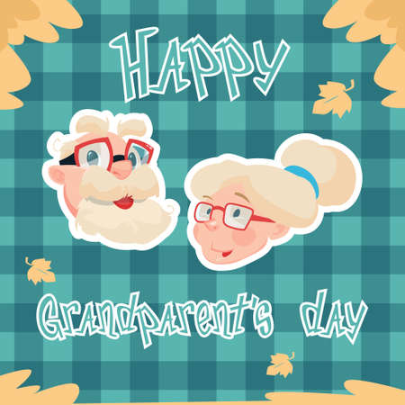 Senior Couple Grandparents Day Greeting Card Flat Vector Illustrationのイラスト素材