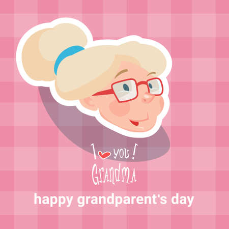 Grandmother Happy Grandparents Day Greeting Card Flat Vector Illustrationのイラスト素材
