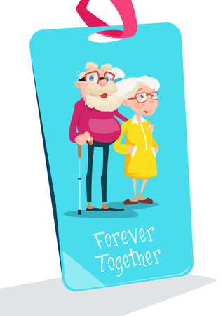 Senior Couple Grandparents Day Greeting Card Flat Vector Illustrationのイラスト素材