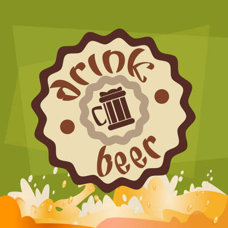 Drink Beer Label Oktoberfest Festival Banner Flat Vector Illustrationのイラスト素材