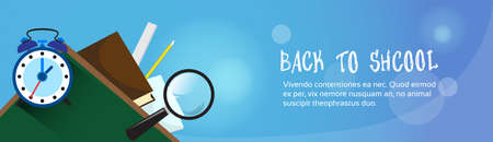 Back To School Banner With Copy Space Flat Vector Illustrationのイラスト素材