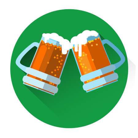 Oktoberfest Festival Two Glass Mug Beer Icon Vector Illustrationのイラスト素材