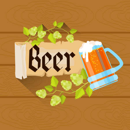 Beer Glass Oktoberfest Festival Holiday Decoration Banner Flat Vector Illustrationのイラスト素材