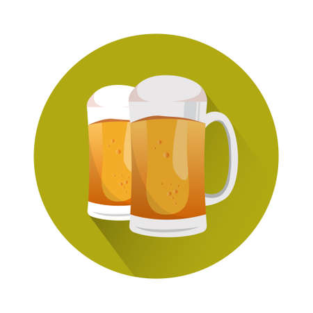Oktoberfest Festival Two Glass Mug Beer Icon Vector Illustrationのイラスト素材